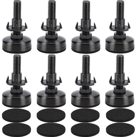 Set mit 8 verstellbaren Füßen für Möbelnivellierer, Stellschrauben, Nivellierfüße mit Einsteckmuttern für Holzmöbelbeine