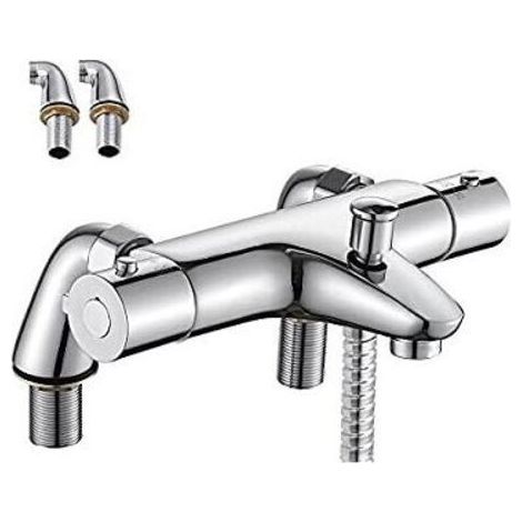 Mitigeur Thermostatique Baignoire, Robinet Thermostatique Bain Douche avec Bouton de Sécurisé à 38°C, Robinets de douche Thermostatique pour Baignoire, Laiton, Anti-brûlure Ikodm (1/3)