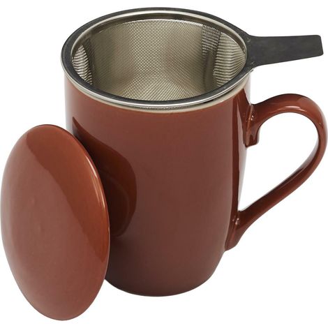 Taza Mira de color naranja con infusor y tapa de cerámica. (1/4)