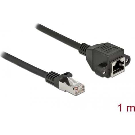 Delock Cable de extensiÃ³n de red S/FTP RJ45 macho a RJ45 hembra Cat.6A 1 m negro
