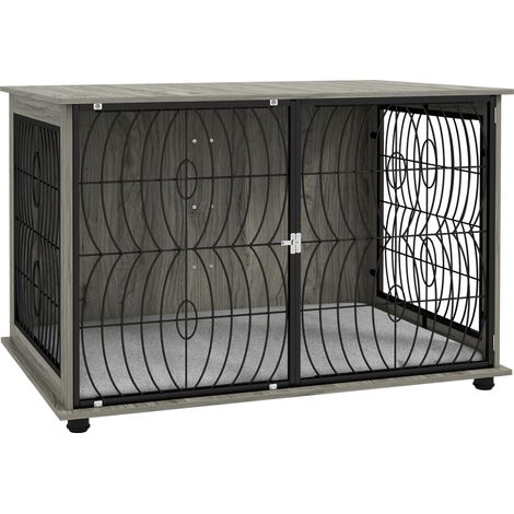 PawHut Dog Crate Furniture End Table w/ Cushion for Dogs 118L x 75W x 82Hcm