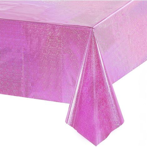 Nappe Rose Anniversaire Pailletée Fille Nappe de Fête Jetable Foil Brillant Fête Décoration pour Princesse Dollhouse Licorne Chat Pig Mouse Enfants Papillon Baby Anniversaire Fête (1/5)