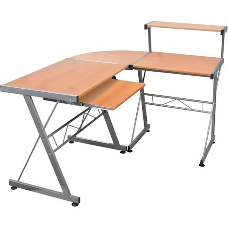 Bureau informatique Table de bureau - d'angle Marron 132x112x99cm Bois ingénierie BV372153 - BonneVie (1/5)