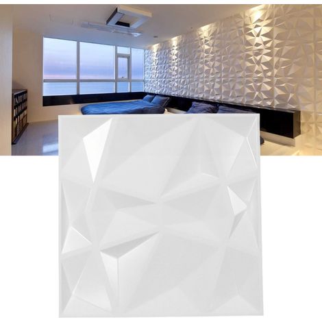 Pannello decorativo da parete 3D in PVC 500x500 mm bianco - Confezione da 12 pannelli decorativi per interni resistenti all'acqua (1/4)