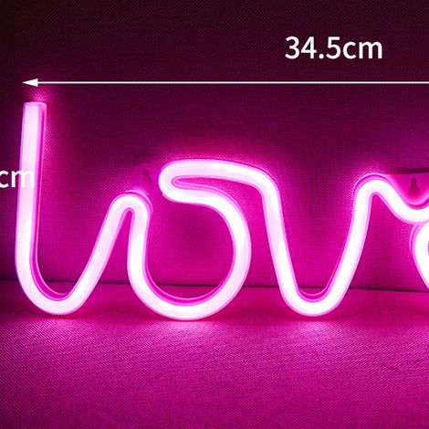 Panneau LED Néon Love en Acrylique avec Trous de Suspension pour Déclaration et Demande en Mariage, Rose, Fonctionne sur Piles (1/2)