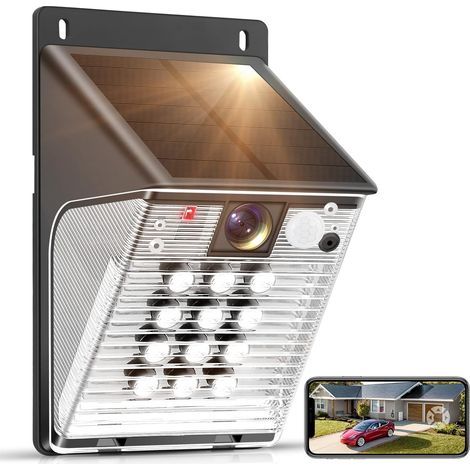 Caméra de sécurité extérieure sans fil solaire WiFi, caméra 1080p avec batteries, détection de mouvement PIR, panneau solaire, vision nocturne couleur, audio bidirectionnel, Edge (1/5)