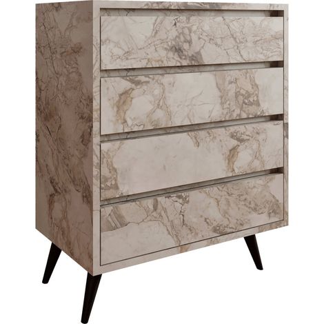 Holzkommode "Suvera" - 70 x 40 x 86 cm - Beige marmoriert