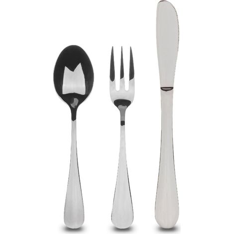 Set 3PC Children's Cutlery Stainless Steel - Silver Mirror Polished - Durable (1/5)