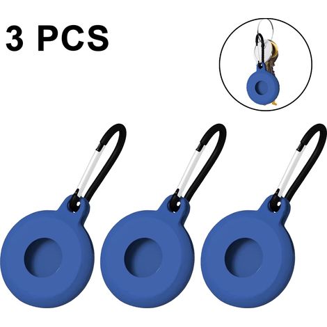Etui De Protection En Silicone Pour Airtag - 1 Côté Ouvert 1 Côté Fermé - Résistant Aux Rayures Et À L'Eau - Avec Mousqueton - Lot De 3 (1/5)