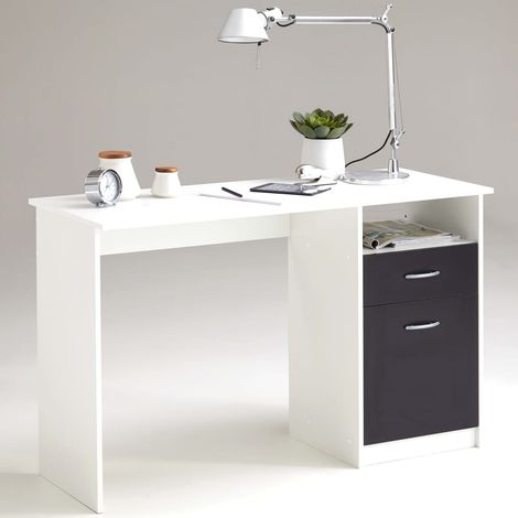 FMD Schreibtisch mit 1 Schublade 123x50x76,5 cm Weiß/Schwarz 3004-001 (1/5)
