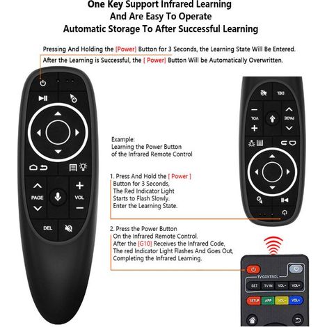 KINZON Pro Smart Remote Control G10S - Sprachgesteuerte Air Mouse mit Gyroskop, 2,4G Wireless, Universalfernbedienung für Fernseher, Set-Top-Box, Projektor, Smart Home, Plug and Play (2 Stück) (1/5)