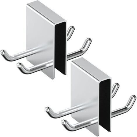 No Drill Shower Hooks, 2 Pack Towel Hooks, Razor Holder with Protective Sponge Pad, Stainless Steel Shower Wall Hooks for Glass Shower Enclosures (1/4)