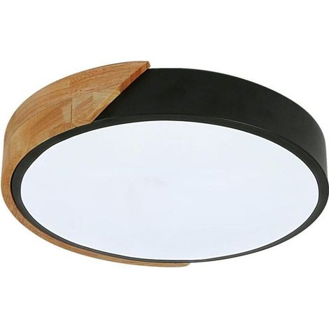 SABIR Plafonnier LED, plafonnier rond moderne en bois 24W LED tricolore Ø30CM chambre, cuisine, salon, balcon et couloir (1/5)