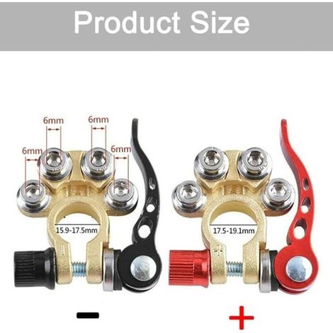 Connecteur de Borne de Batterie de Voiture à Dégagement Rapide Positif et Négatif Battery Terminal - 2 Pièces Cosse Batterie pour Voitures, Camions, Autobus - rouge et noir (1/2)