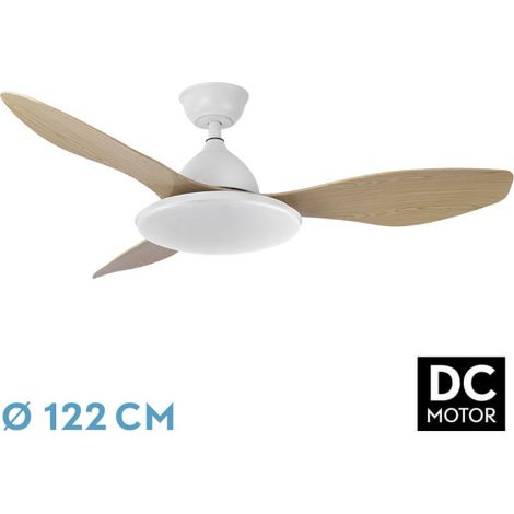 Ventilatore da soffitto DC "Yael" dimmerabile con telecomando e timer (72W 3CCT 7200lm) bianco e faggio