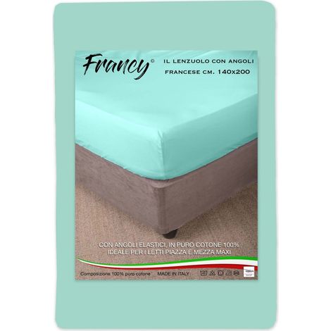 LENZUOLO FRANCY CON ANGOLI VERDINO FRANCESE 1 PIAZZA E MEZZA GRANDE MAXI