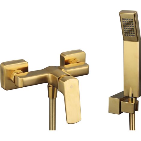 Conjunto de Ducha  Modelo MARRIOT  Fabricado en Latón  Monomando  Acabado en Oro Pvd (1/2)