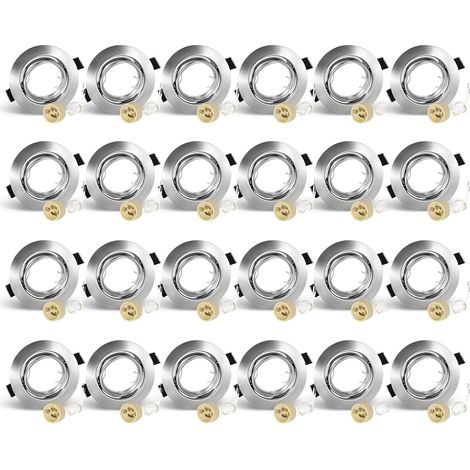 Lot de 24 Spot Encastrable, Acier Inoxydable, Orientable 35 Degrés, Douille GU10, Salon Cuisine Salle De Bain