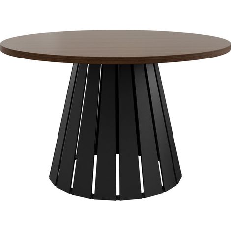 Mesa de centro Oswego 134, Negro + Nogal, 43x0x0cm, Diámetro: 75, Aglomerado laminado, Redonda