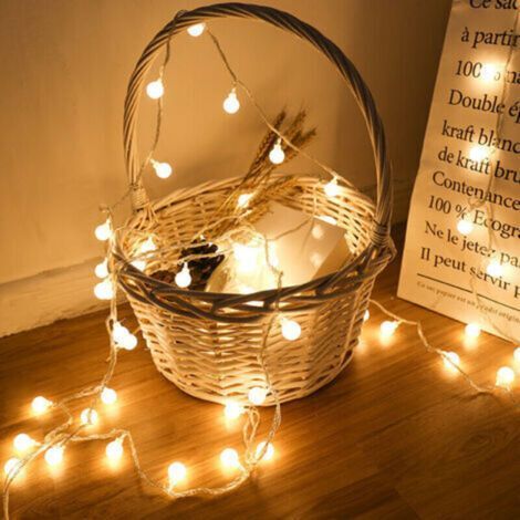 BUNTHAUS 3M Guirlande Lumineuse,Guirlande lumineuse Multicolore,20Petites Boule étanche IP65,1 Modes Eclairage Décoration Intérieur et Extérieur,pour Maison,Festival,Arbre de Noël,Blanc Chaud (Avec US