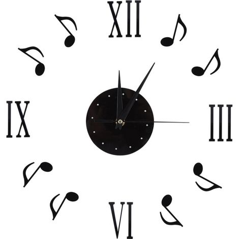 Horloge murale autocollante avec horloges CD en vinyle horloge à notes musicales mouvement de balayage silencieux pour salon bureau chambre à coucher (1/5)