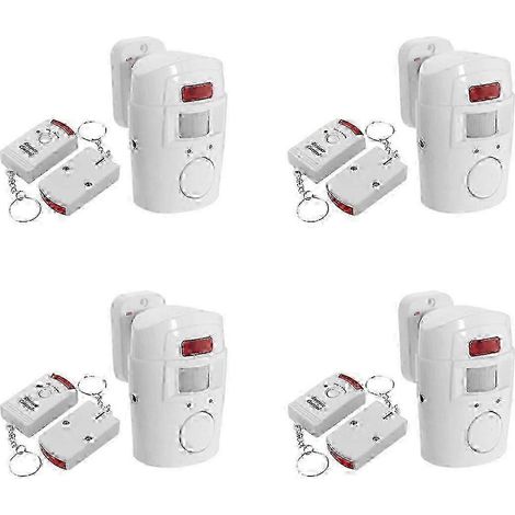 Alarme antivol à 4 détecteurs de mouvement infrarouges avec 2 télécommandes, idéale pour la maison, le garage, etc. WY-26 (1/5)