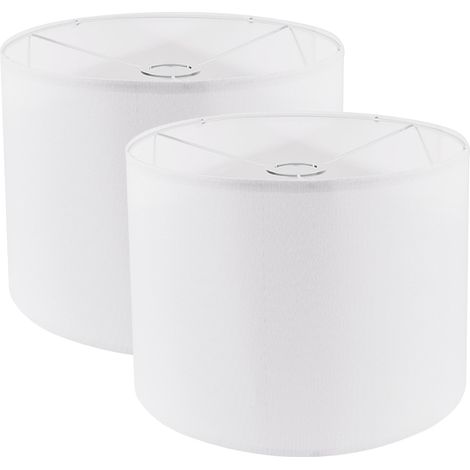 Lot de 2 abat-jour tambour pour lampes de table, lampadaire, 33 cm de haut x 33 cm de bas x 25,4 cm de haut, abat-jour en tissu blanc, facile à assembler (1/5)