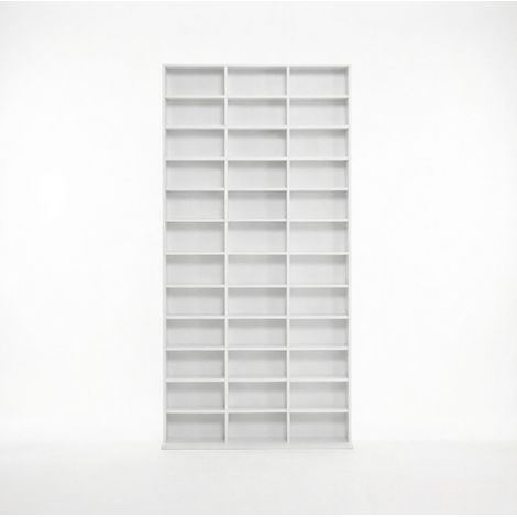 Scaffale alto in MDF bianco per CD e DVD con spazio multimediale e decorazione (1/5)