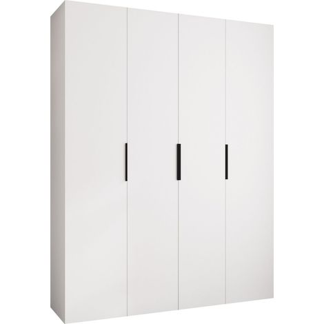 Armario Hartford 574, Negro, 246x190x52cm, Puertas de armario: Con bisagras, Número de estantes: 16 (1/5)