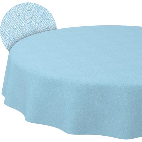 Nappe enduite Bleu Pastel Aspect Lin Ronde Ø 140 cm Anti-Taches (1/5)