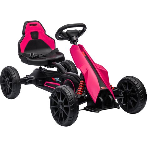 Karting à pédales, véhicule pour enfants avec siège réglable, avec frein à main, 3-8 ans, extérieur, rose