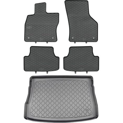 Volkswagen Golf VIII Hatchback desde diciembre de 2019. Juego de alfombrillas de goma para coche y alfombrilla para maletero. (1/5)