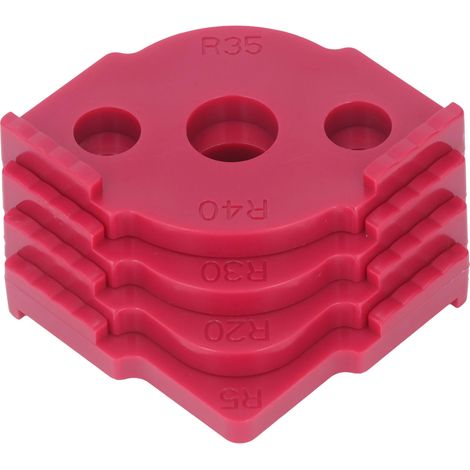 Gabarit de rayon de 4 pièces pour défonceuse, en ABS résistant à l'usure, pour le travail du bois. Gabarit d'angle demi-arrondi rouge. (1/5)