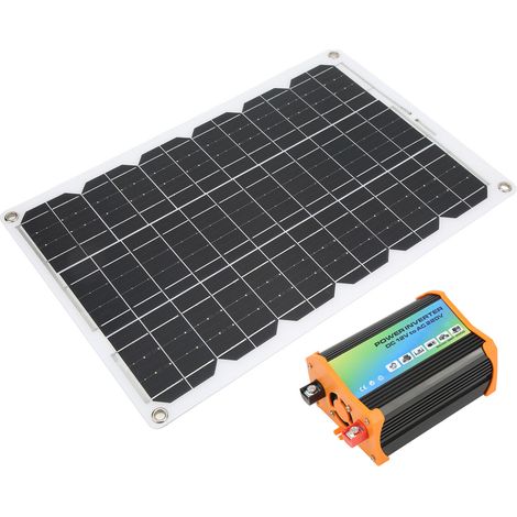 Système d'énergie solaire portable 300 W, onduleur 18 W 18 V, panneau solaire 30 A, kit de contrôleur solaire 12 V/24 V, noir, 12 V à 220 V (1/5)