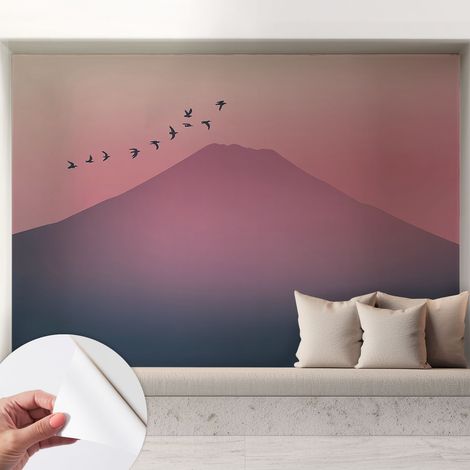 Papier peint autocollant avec imprimé décoratif pour salon et chambre à coucher Installation facile Coucher de soleil en montagne 208x146 cm (1/5)