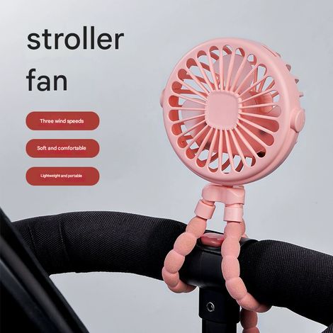Ventilateur pour poussette, mini ventilateur portable, ventilateur de poche avec veilleuse intégrée, rechargeable par USB, pour voiture/poussette/vélo/camping, rose-AquaForge (1/5)
