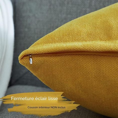 Federa per cuscino 40x40 giallo senape in ciniglia morbida decorativa per divano soggiorno scandinavo, federa quadrata per sedia da ufficio design camera moderna reversibile a tinta unita