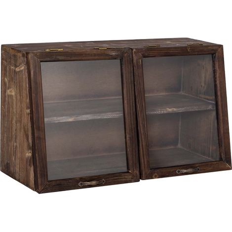 Vitrina de madera con 2 puertas de cristal y 1 balda 60x25x35h cm (1/5)