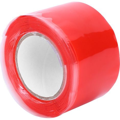 Ruban adhésif silicone ignifuge rouge 2 pièces, 0,5mm x 25mm x 1,5m, résistant à haute température, auto-adhésif, bande isolante thermique (1/4)