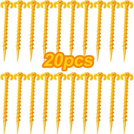 20 Pcs Piquets de Tente en Plastique 20 cm, Sardines Plastique avec Crochet, Clous de Fixation pour Sol Dur, pour Tente, Auvent, Bâche de Pluie, Jardin (1/5)