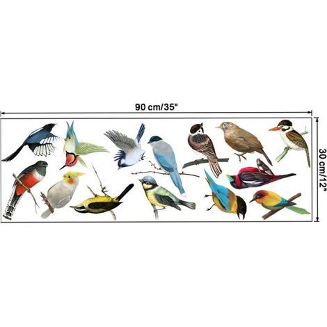 Stickers muraux amovibles représentant de petits oiseaux britanniques colorés en vol - Décoration de jardin - Poster f (1/4)