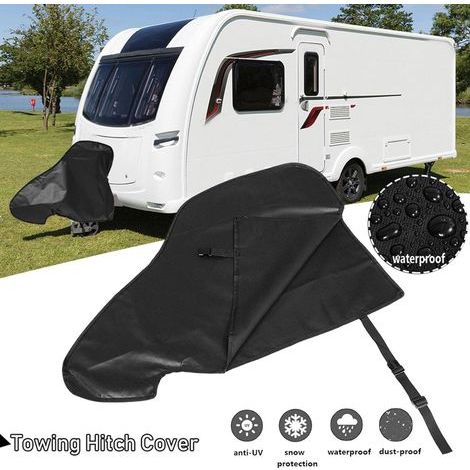Wasserdichte Schutzhülle für Wohnwagenanhänger, schwarze PVC-Abdeckung mit Schnallenverschluss. (1/5)