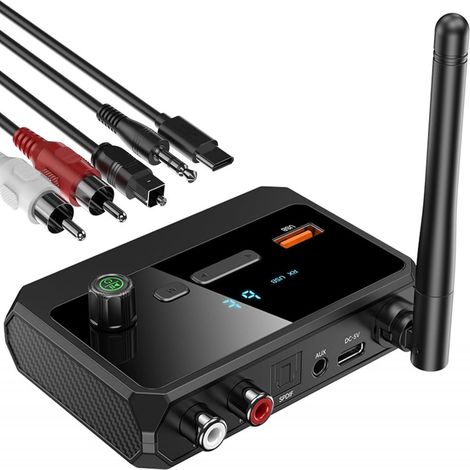 Bluetooth Receiver - Bluetooth 5.3 - RCA AUX Optical Output - USB Playback Support - For Home Stereo Speakers Amplifier - 1 Unit