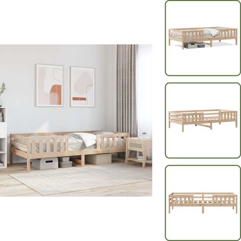 The Living Store Cadre de lit sans matelas 90x200 cm bois de pin massif - Cadre De Lit - Lit Simple - Bois De Pin - Design Moderne - Lit Robuste