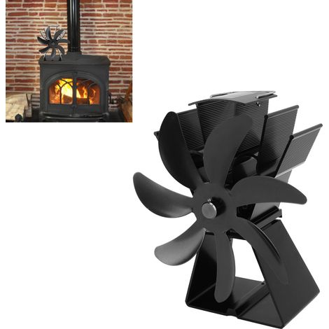Ventilateur de cheminée, ventilateur thermique, chauffage au poêle à pétrole, poêle à bois, ventilateur thermique auto-générateur, noir (1/5)