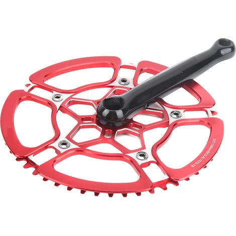 170 mm Fahrradkurbelgarnitur aus Aluminiumlegierung, 53 Zähne, Singlespeed, rotes Kettenblatt (1/5)