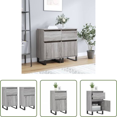 Holzwerkstoff - Sideboards 2 Stk. Grau Sonoma 40x35x70 cm Holzwerkstoff (1/5)