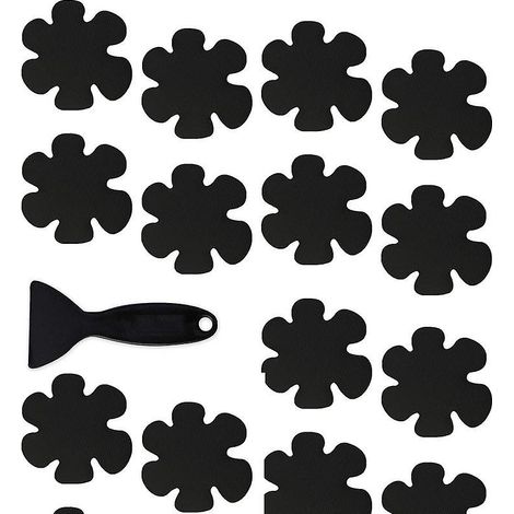 Lot de 20 autocollants antidérapants noirs de qualité supérieure pour baignoire, avec raclette (1/5)