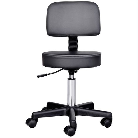 Tabouret de massage noir pivotant à roulettes hauteur réglable (1/5)