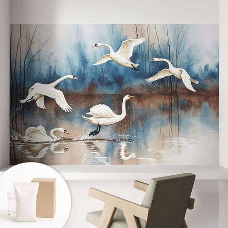 Carta Da Parati Non Tessuto - Decorazione Da Muro - Traspirante - Con Motivo - Per Camera Da Letto Cucina Uccelli in volo 104x70 cm (1/5)